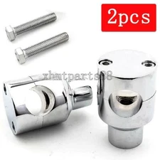 1" Chrome Round Handlebar Fat Bar Mount Clamp Riser Fit for Motorcycle Harley