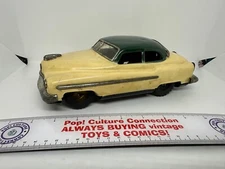 Vintage 1950's Made In Japan Tin Friction Cadillac Tan With Green Hood