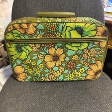 Vtg Bantam Mini Suitcase Overnight Carry-on Retro Floral Hippie Boho 16x10.5x4.5