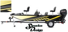 Boat Wrap Yellow Modern Curve Graphic Abstract Fish Bass Fishing Vinyl Decal Kit