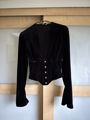 house of cb LEONORA Black Velvet Corset Top Sz XS UK