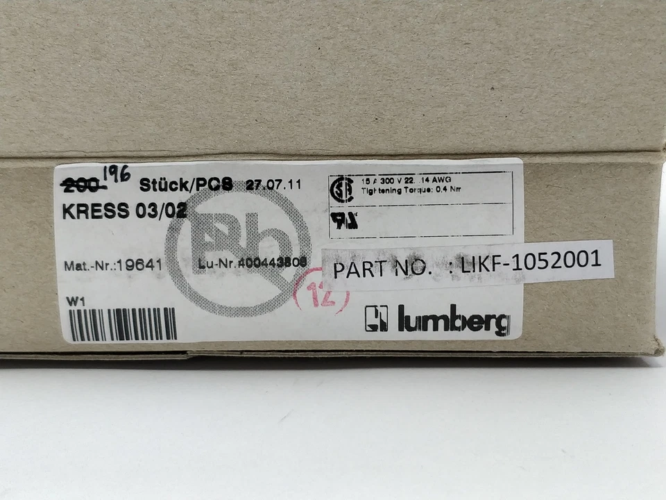 Lumberg 19641 Terminal block Kress 03/02 196pcs - Image 3 of 4