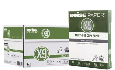 Boise  X-9  Multi-Use Printer & Copy Paper, 10 Reams, 8.5x11'', 5000 Sheets/Case