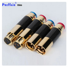4PCS Audio XLR Plug Carbon Fiber Balance Gold Plated 2 Male  2 Female Connector