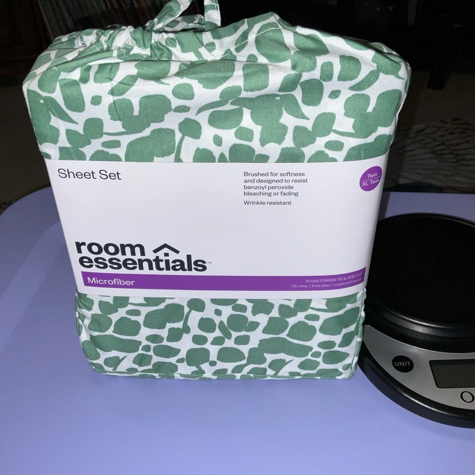 Juego de sábanas Room Essentials microfibra doble/XL doble 3 piezas verde/blanco nuevo Foto 2 de 4