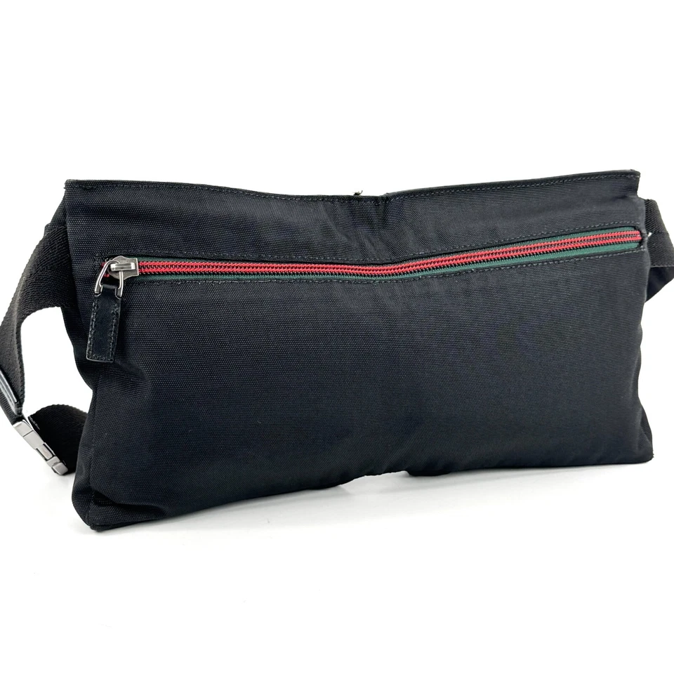 Auténtico Riñonero Gucci Línea Jerez Bandolera Nylon Negro Foto 3 de 4
