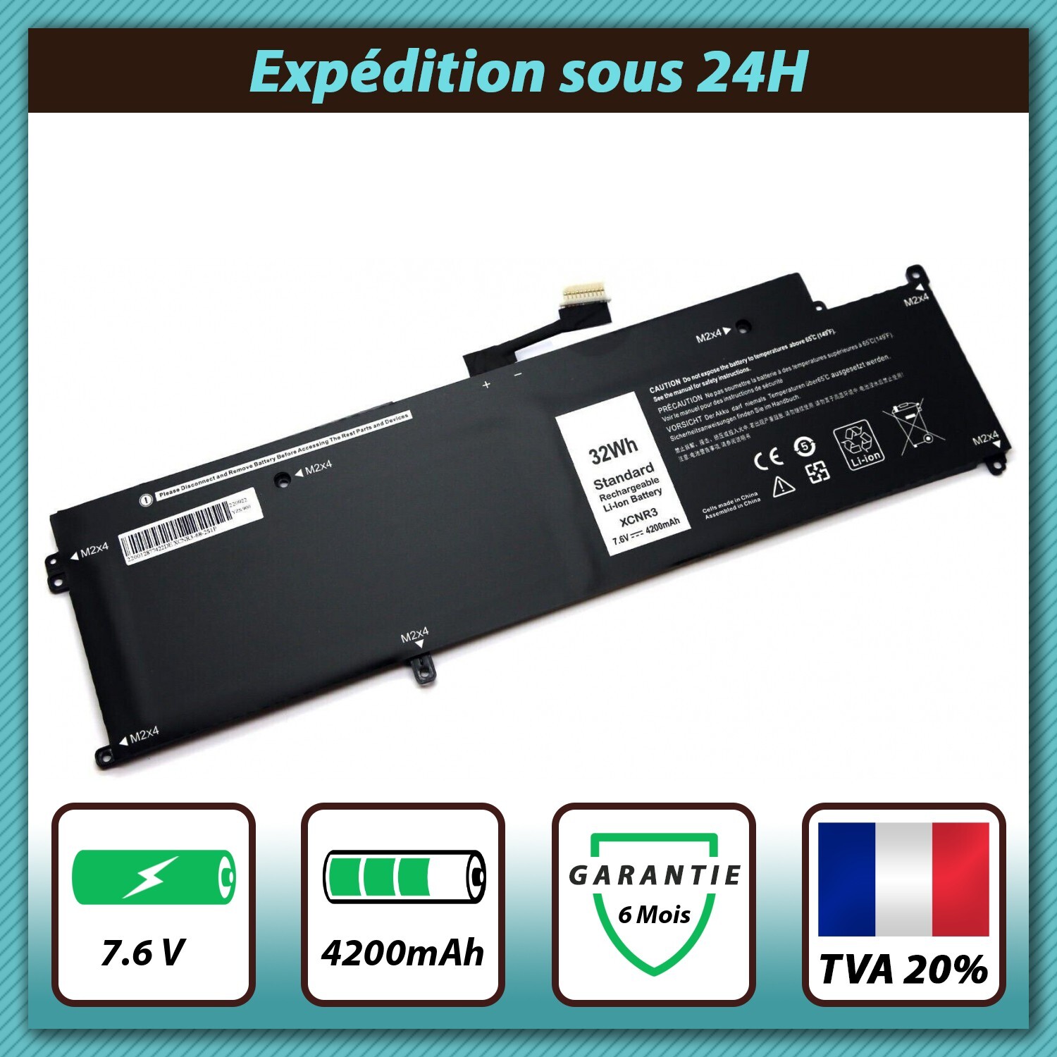 Batterie Dell Latitude 13 7370 résolvant les coupures avec WY7CG