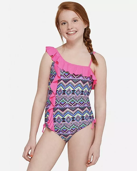 Justice Girl s Size 6 Geometric Mermaid One Piece Bathing Suit Swimsuit New