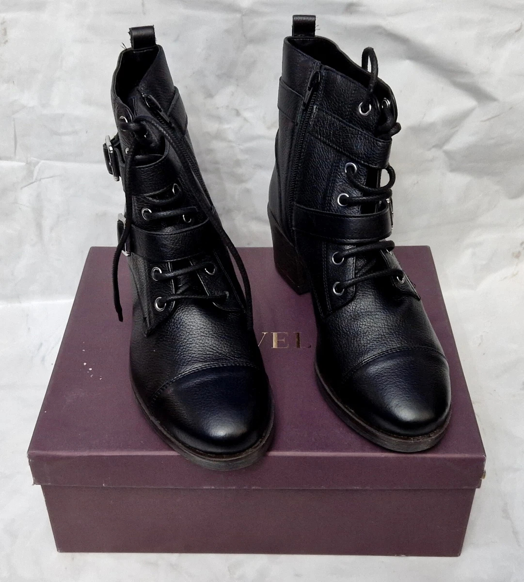 CARVELA Stacey Zip Up Studded Black Leather Heel Boots Ladies EU 40 UK 7