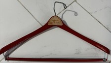 Vintage Levine  s Clothing Uniforms Brooklyn NYC Red Wooden Curved Coat Hanger