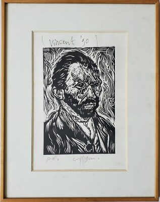 Grafik Print Radierung Prägedruck Portrait Vincent Franco Corradini Signiert 90