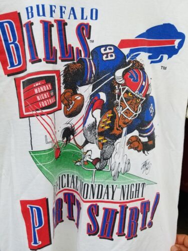 Vtg Reprint 90's NFL Buffalo Bills T-Shirt Jack Davis ! Rare Print! NH1196 - Afbeelding 1 van 6