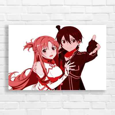 Anime Couple Sword Online Red Canvas Print Large Picture Wall Art UK