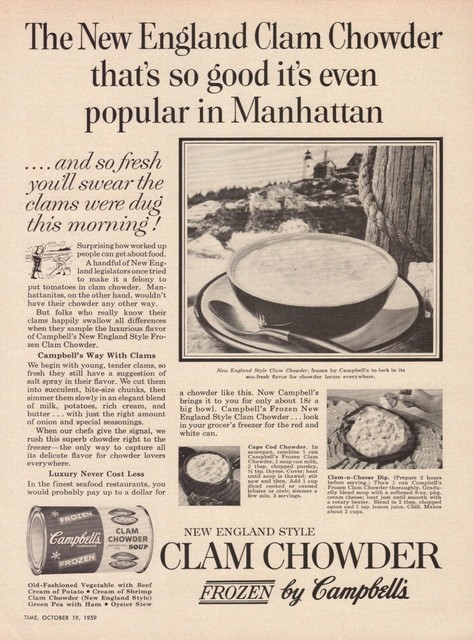 1959 Clam Chowder New England Style Campbell's Frozen Soup ...