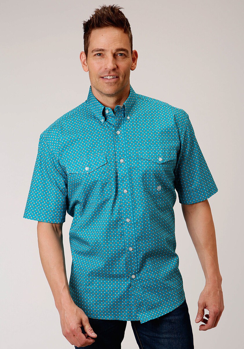 turquoise short sleeve dress shirt Omega Men's Short Sleeve Dress Shirt (Turquoise, 2xl), Size: 2XL (18-18.5), Multicolor