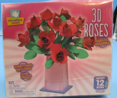 CREATIVE HANDS FIBRE CRAFT 3-D ROSE KIT - COMPLETE, NEW MAKES 12 FOAM ROSES