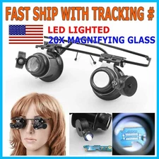 20X Magnifying Magnifier Glasses Magnifaction Jeweler Watch Repair LED Light NEW