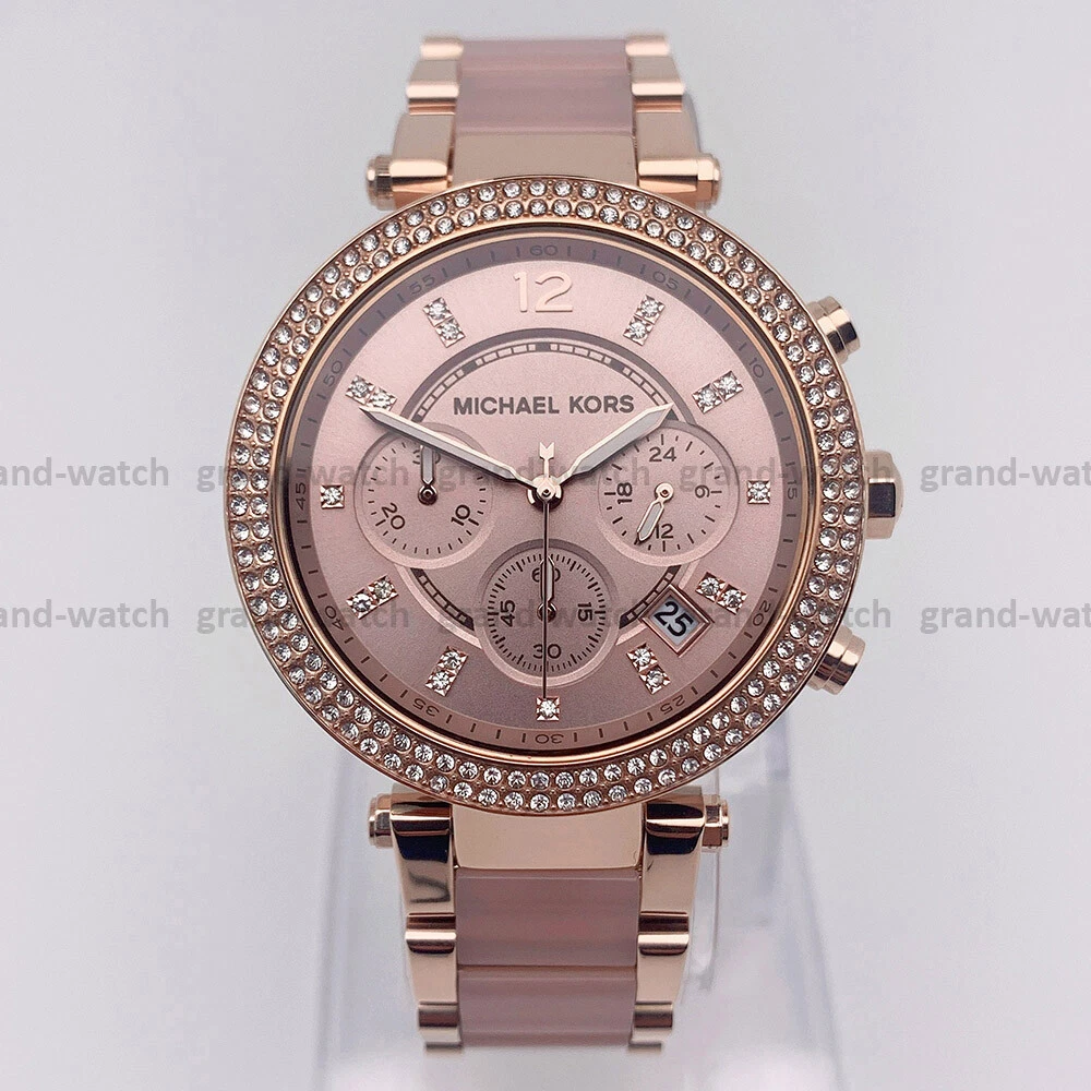 Michael Kors MK5896 Parker Blush Dial Rose Gold-tone Blush Acetate 