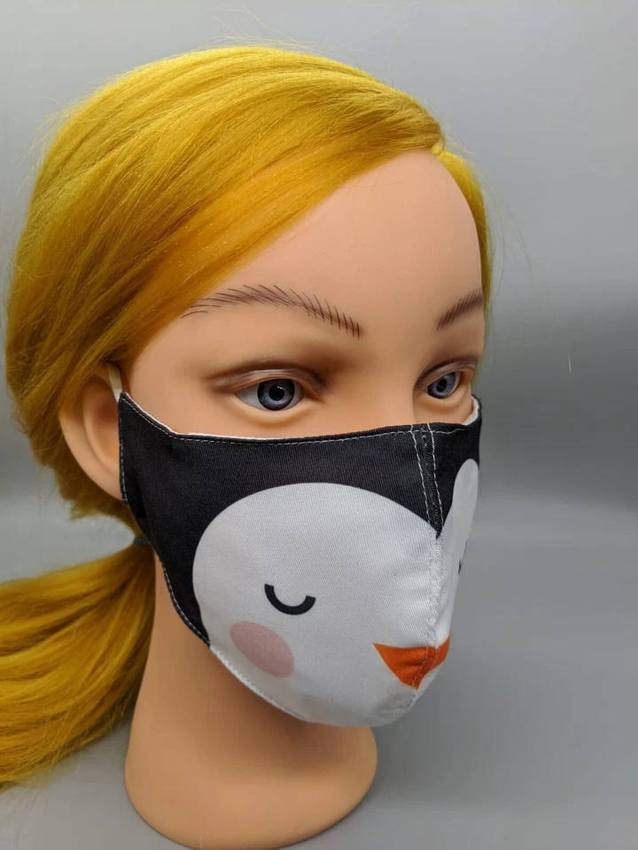 Cute Character Face Mask - Penguin - Hypoallergenic- Japanese Cotton- Washable - Image 2 of 4