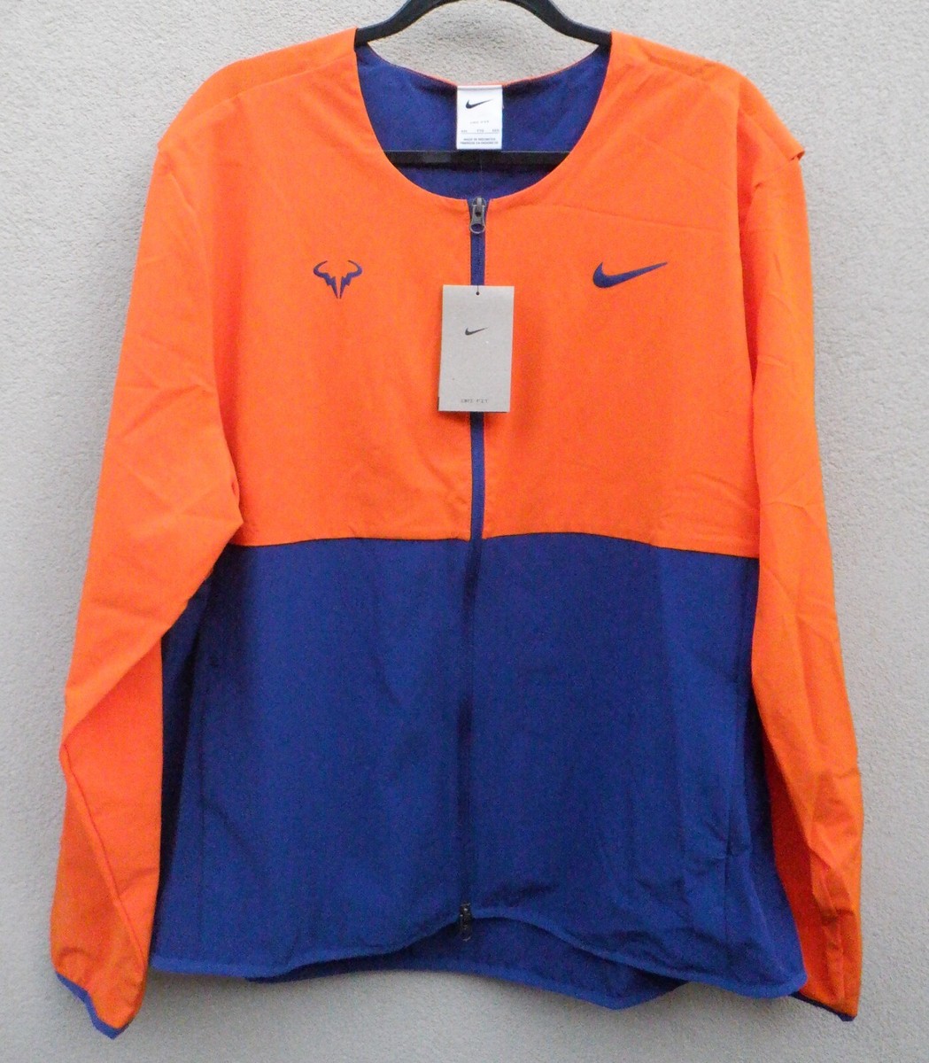 Nike $100 Men's 2XL Rafael Nadal Orange Blue Jacket Tennis Woven
