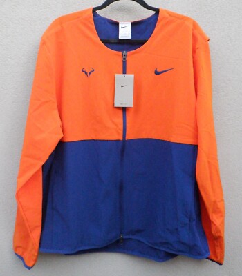 Nike $100 Men's 2XL Rafael Nadal Orange Blue Jacket Tennis Woven