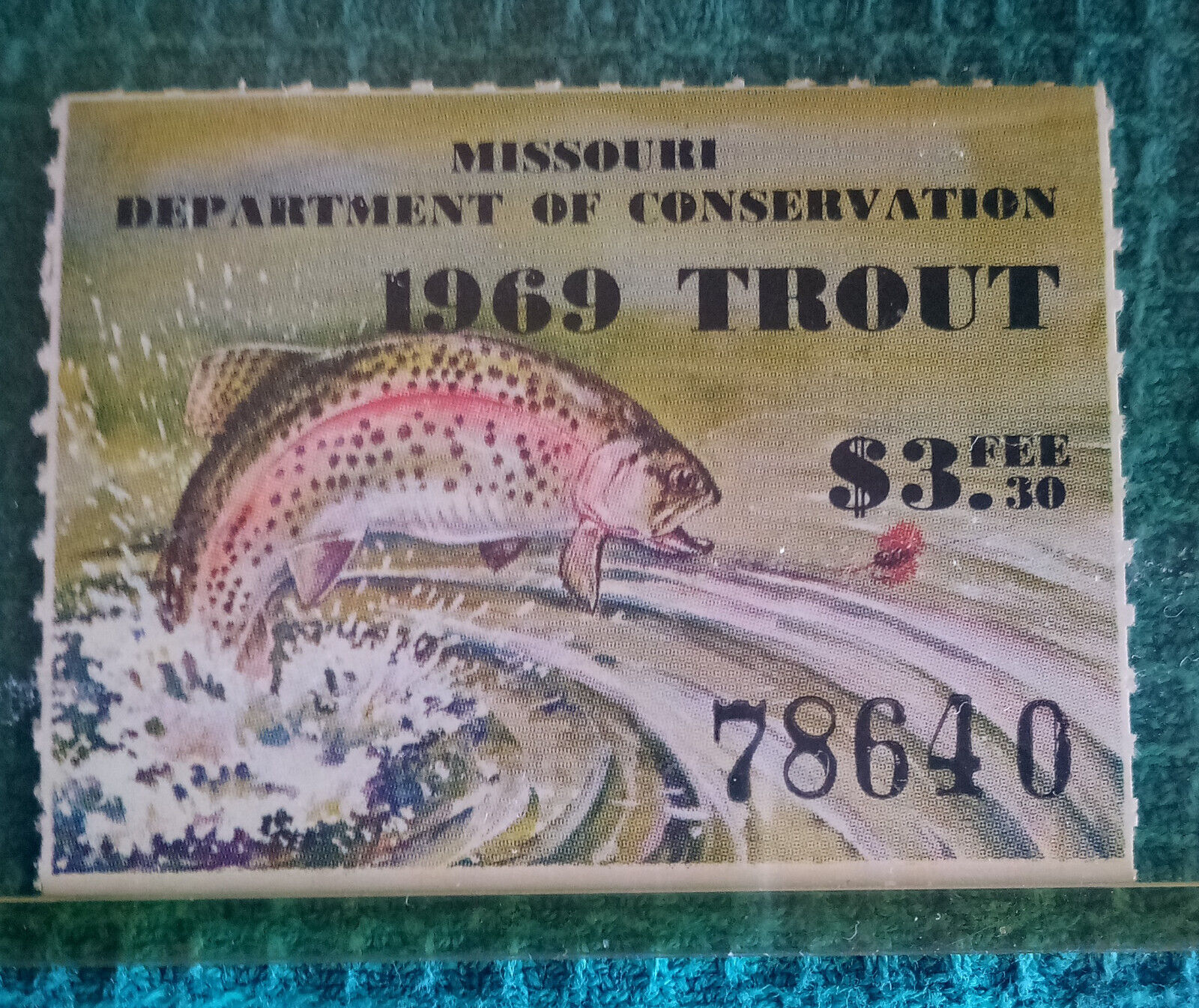 1969 MISSOURI..TROUT STAMP..FIRST ONE..UNSIGNED..UNH..MINT