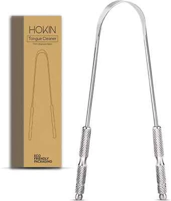 Tongue Scraper for Adults by HOKIN (1Pcs Oral Care Pack) Stainless Steel Tongue