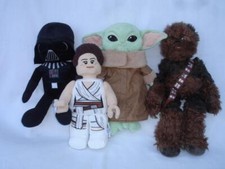 4 Lot Star Wars Plush Toys Princess Leia Yoda Darth Vader Chewbacca Large CLEAN