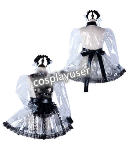 Vestido de plástico transparente Sissy Maid con cerradura disfraz de cosplay hecho a medida Foto 4 de 4