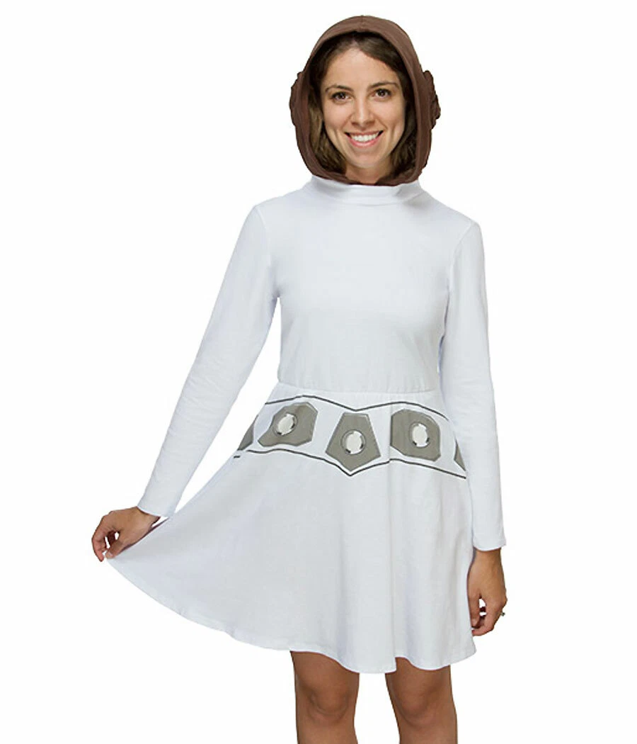 strapless open back dress Star Wars Princess Leia Hooded Adult Costume, Small
