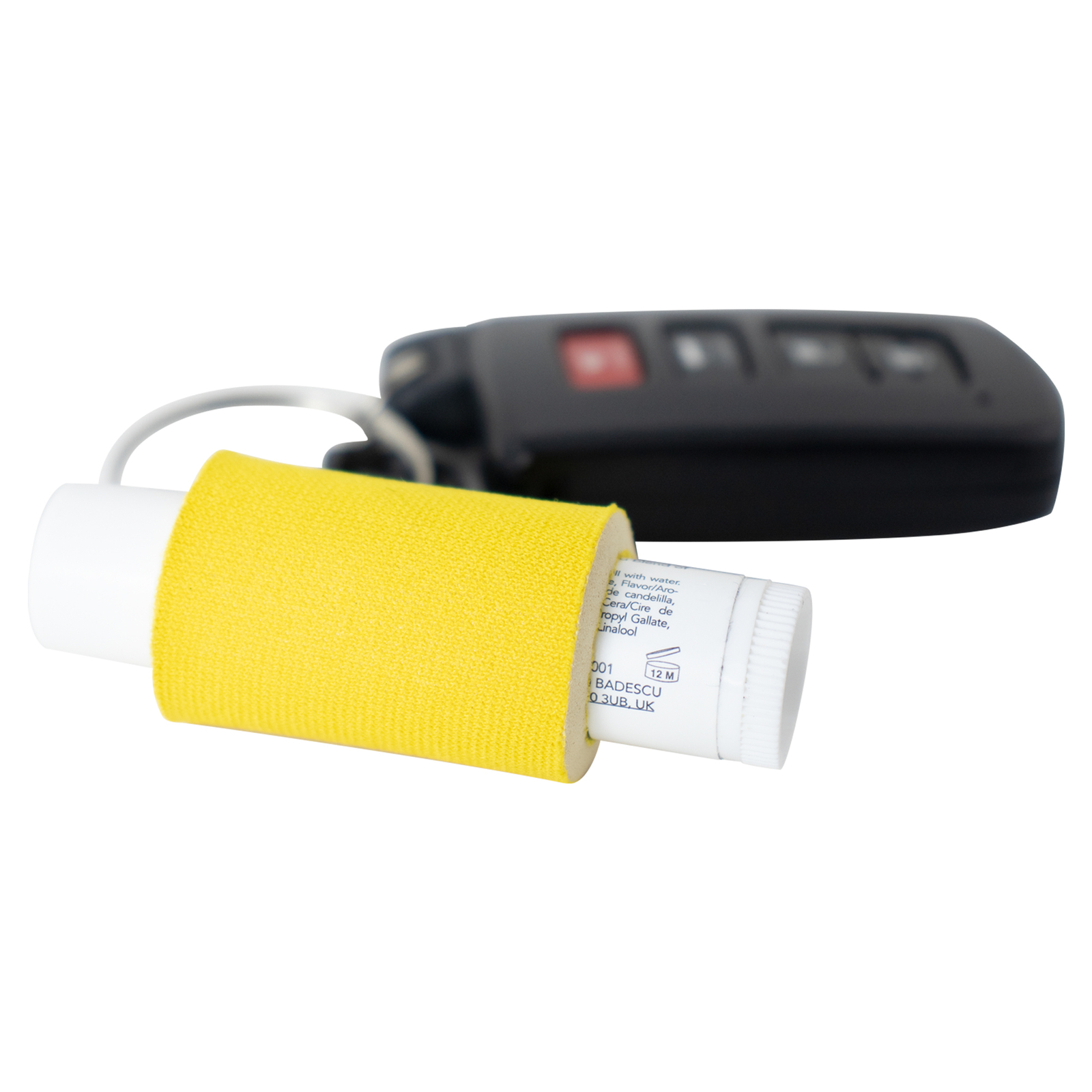 25 Yellow Clip-On Neoprene Sleeve Lip Balm Holster Lipstick Holder Mini Lighter