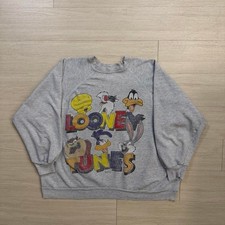Vintage 90s Warner Bros Looney Tunes Distressed Crewneck Sweatshirt Mens Size L