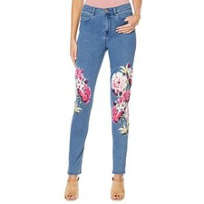 SALE DG2 Diane Gilman Jeans 2P Denim Virtual Stretch Floral Anniversary Skinny