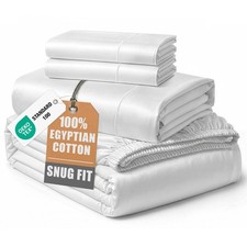 100 Egyptian Cotton Sheets Queen Size - Naturally Cooling  Queen, 01: White