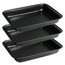 Set of 3 Rectangular Cake Pan, Non-Stick Baking Pan 9 x 13 Inch, Deep Grey