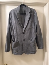 faherty men blazer gray cotton blend sz m