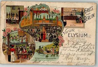 13643345 - 1000 Berlin Mitte Lithographie Variete Elysium Buehnensaal Buffet
