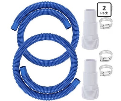 Heavy-Duty 1.5'' Above Ground Pool Hose Replacement Kit - 2 x 6ft Hoses, Adapters