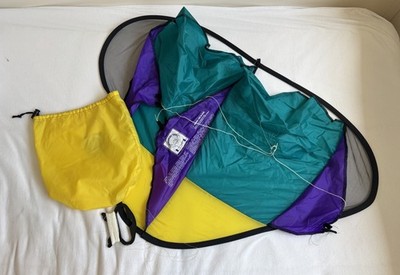 Discovery Toys Colorful Kids Sky Pilot Kite Yellow Teal Purple Folds Up With Bag