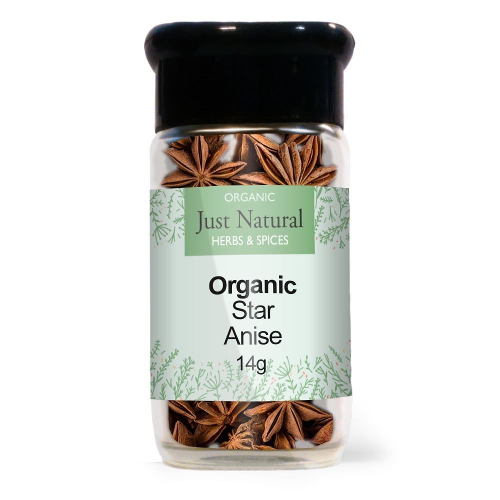 Just Natural Herbs Organic Star Anise (Jar) 20g - 4 Pack