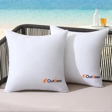 Pack of 2 18x18 Outdoor Waterproof Throw Pillow Inserts, Decorative Water-Res...