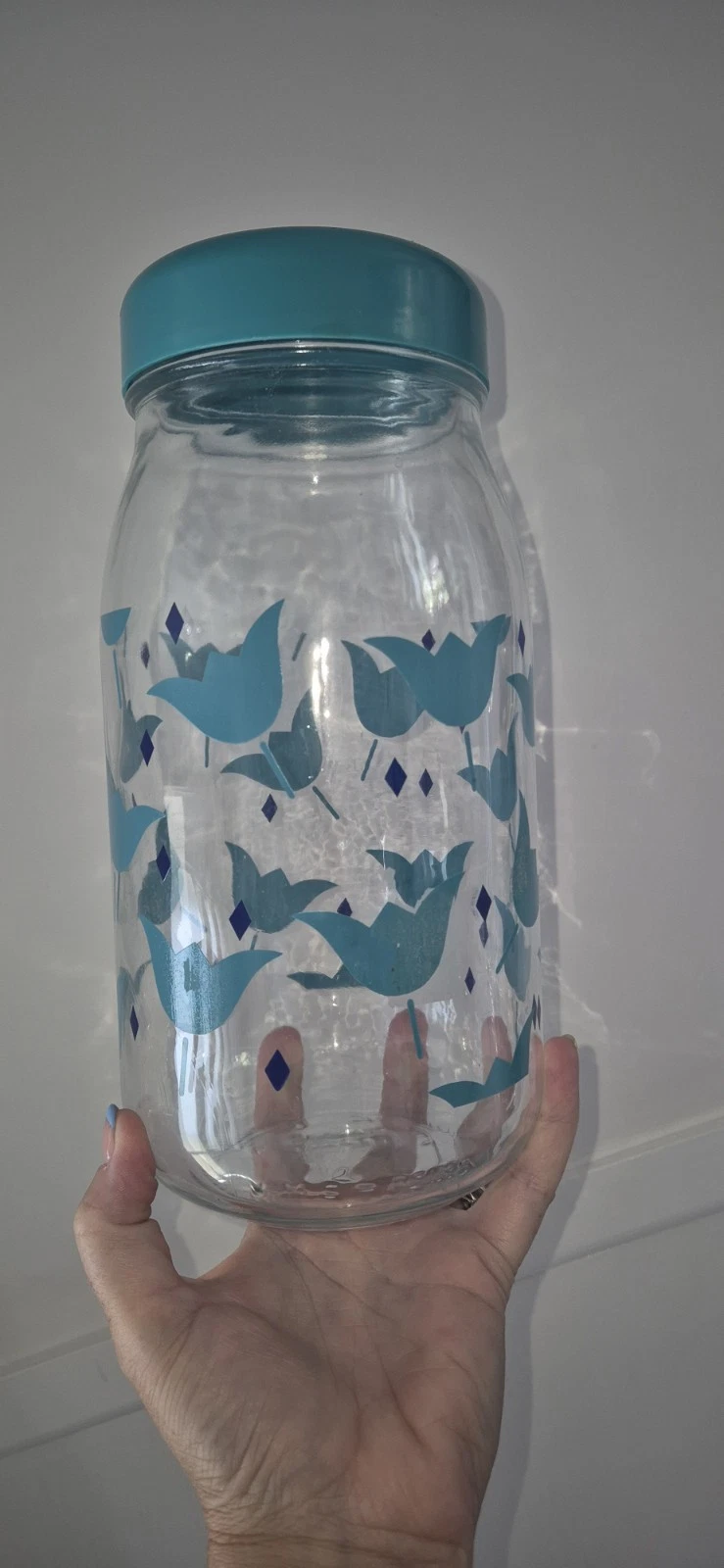 4 XLa Parfait ~ Vintage / Retro Glass Storage Jar ~ Tulip Decoration ~ France 2L