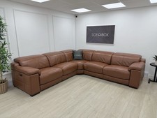 Sofology Laurence Power Recliner Corner Sofa In Tan Leather