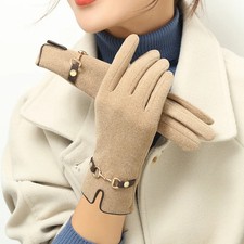 Winter Women Keep Warm Touch Screen Plus Fleece Chain Gloves Elegant Fashion Per