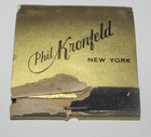 True Vintage Matchbook Phil Kronfeld New York Front Strike Unstruck Men Clothing — photo 1