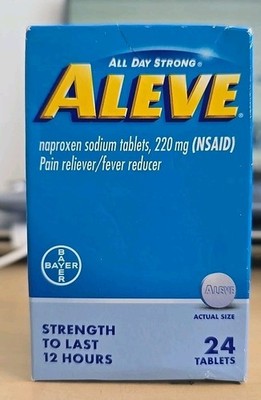 ALEVE Pain Relief Naproxen Sodium 220 mg, 24 Tablets Exp 05/2026
