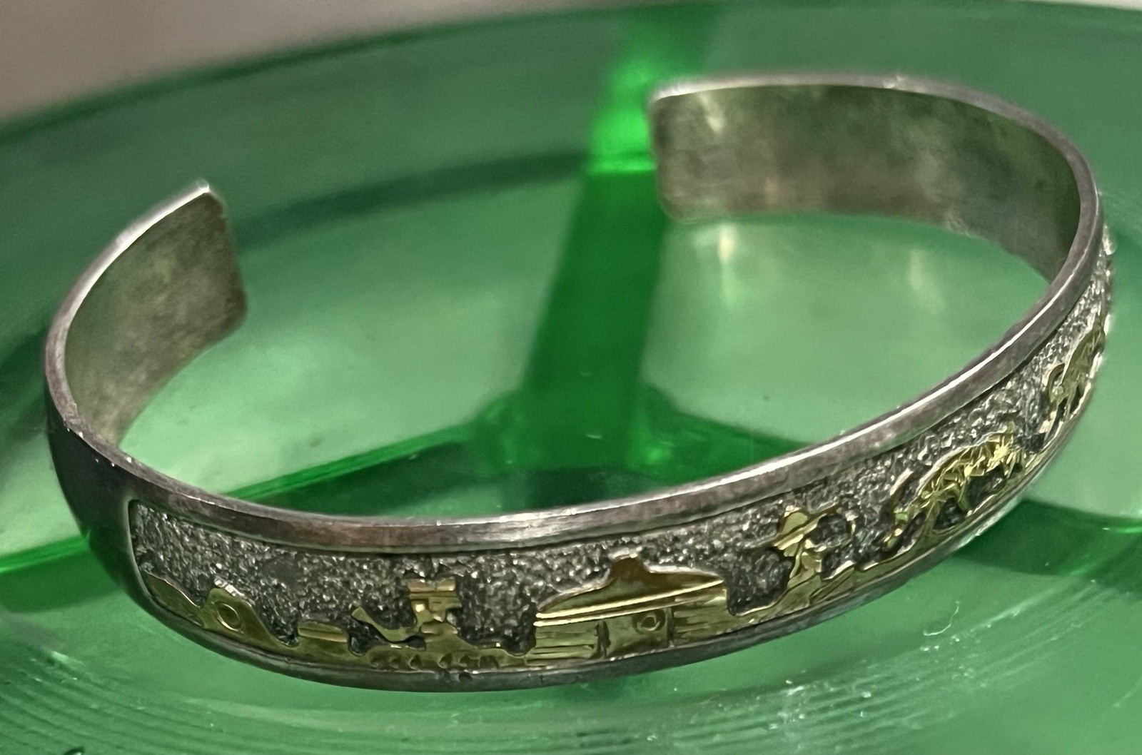 Vintage Tom Sylvia Kee Gold Fill Over Sterling Storyteller Cuff Bracelet