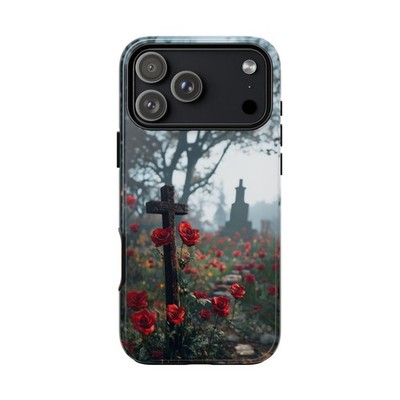 Phone Ink - iPhone | Galaxy | Pixel Case - Red Rose Graveyard Cross
