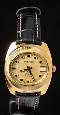Everite Oval Gold-Plated Men's Hand-Wind Vintage Swiss Watch -- Working