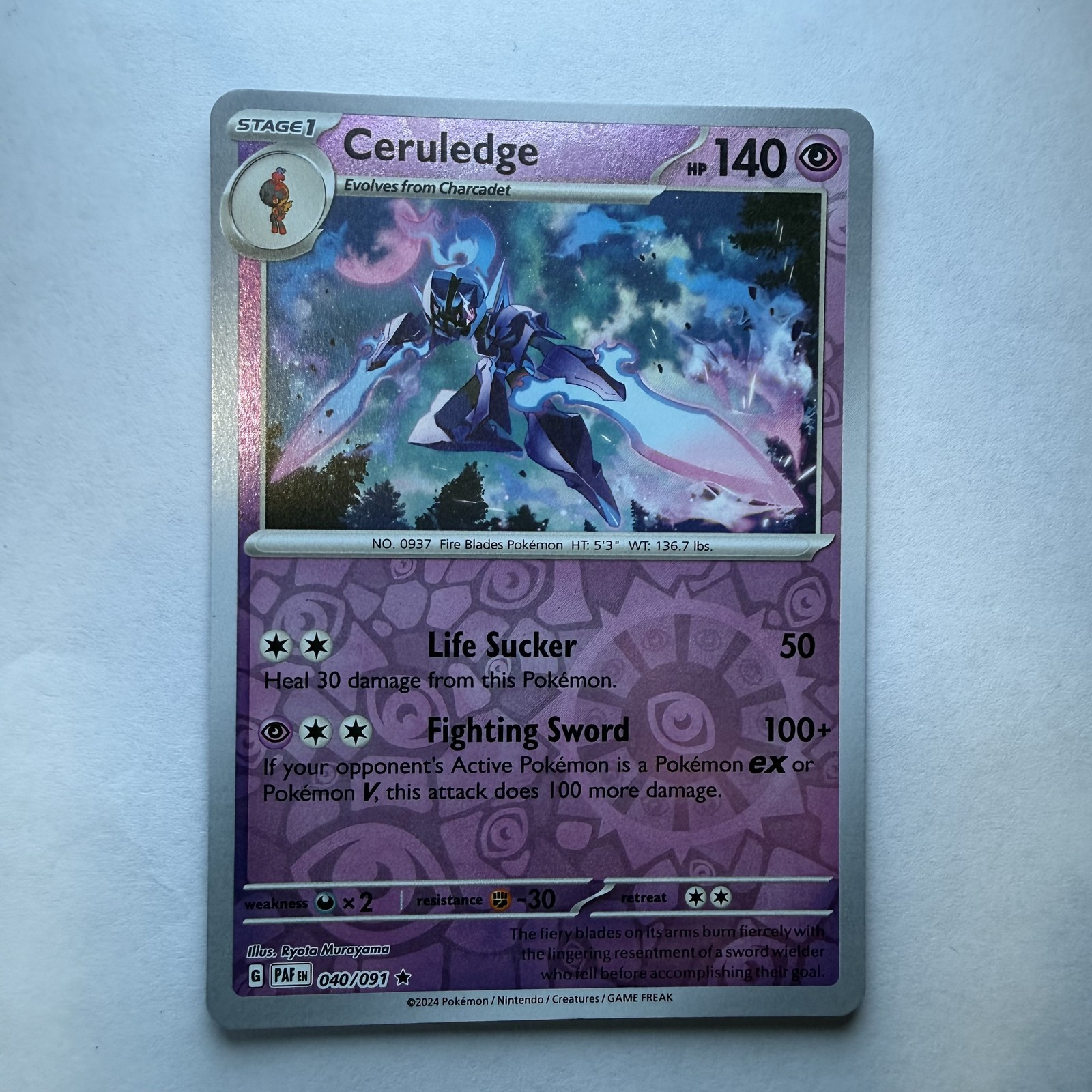 Ceruledge - Rare SV: Paldean Fates 040/091 NM reverse holo